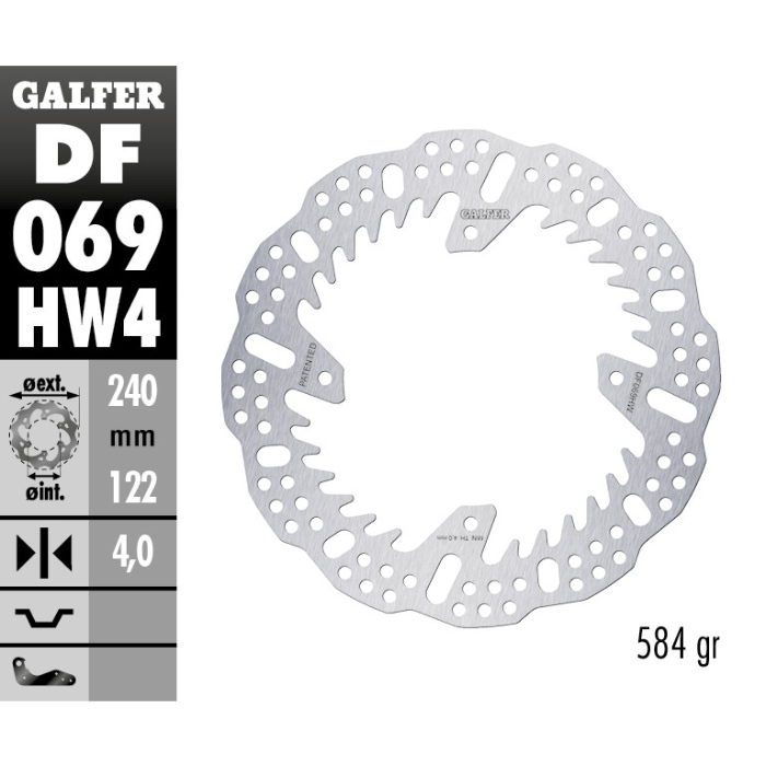 Brake disc Galfer Shark Honda CRF 450 X (05-16) rear - 4 mm DF069HW4