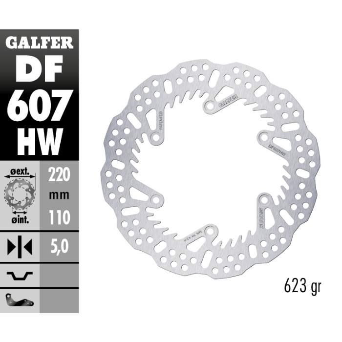 Brake disc Galfer Shark KTM 125 SX (94-25) rear - 5 mm DF607HW