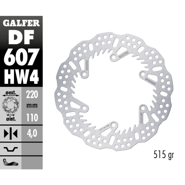 Brake disc Galfer Shark KTM 125 SX (94-25) rear - 4 mm DF607HW4