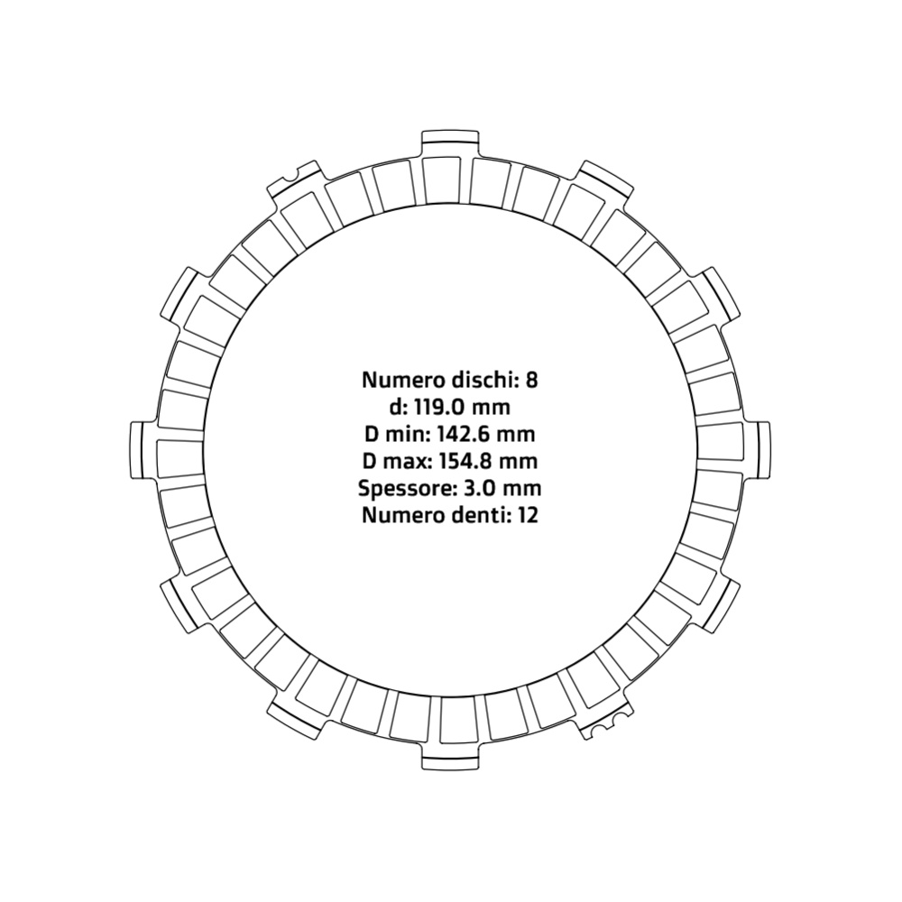 Clutch plates NRTeam Beta RR 450 (11-14) - Friction set DS02.F001.8