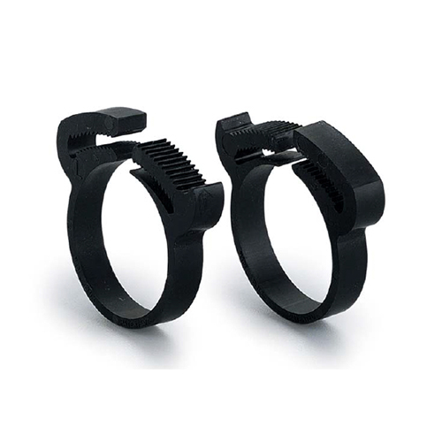 Pair of nylon snap clamps for forks from 45 mm to 50 mm